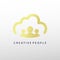 Creative people gold logo design template with cloud