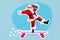Creative photo 3d collage artwork poster postcard of crazy old man wear santa claus costume have fun relax isolated on