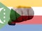 Creative photo of a hand with the national flag of Comoros