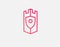 Creative pink linear logo icon abstract image of shield and castle