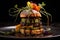 creative presentation of burger with artistic garnishing