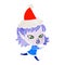 A creative pretty retro cartoon of a elf girl wearing santa hat