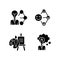 Creative and professional talents black glyph icons set on white space