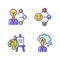 Creative and professional talents RGB color icons set