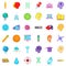 Creative puzzle icons set, cartoon style