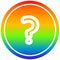 A creative question mark circular in rainbow spectrum