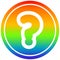 A creative question mark circular in rainbow spectrum