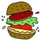 A creative quirky comic book style cartoon veggie burger