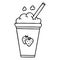 A creative quirky line drawing cartoon strawberry milkshake