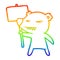 A creative rainbow gradient line drawing angry bear cartoon protesting