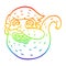 A creative rainbow gradient line drawing bearded cartoon man