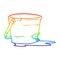 A creative rainbow gradient line drawing broken bucket cartoon