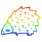 A creative rainbow gradient line drawing cartoon angry hedgehog