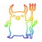 A creative rainbow gradient line drawing cartoon angry little devil