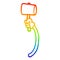 A creative rainbow gradient line drawing cartoon arm with hammer