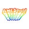 A creative rainbow gradient line drawing cartoon awesome word