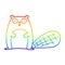 A creative rainbow gradient line drawing cartoon beaver