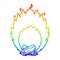 A creative rainbow gradient line drawing cartoon blazing camp fire