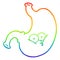 A creative rainbow gradient line drawing cartoon bloated stomach