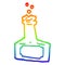 A creative rainbow gradient line drawing cartoon bubbling bottle