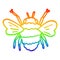 A creative rainbow gradient line drawing cartoon bumble bee