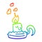 A creative rainbow gradient line drawing cartoon candle in candleholder