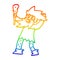 A creative rainbow gradient line drawing cartoon cave man