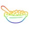 A creative rainbow gradient line drawing cartoon cereal bowl