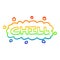 A creative rainbow gradient line drawing cartoon chill sign