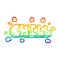 A creative rainbow gradient line drawing cartoon chill sign