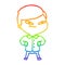 A creative rainbow gradient line drawing cartoon confident man