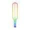 A creative rainbow gradient line drawing cartoon cricket bat