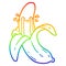 A creative rainbow gradient line drawing cartoon crying banana
