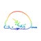 A creative rainbow gradient line drawing cartoon dead mammoth