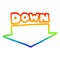 A creative rainbow gradient line drawing cartoon down arrow