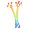 A creative rainbow gradient line drawing cartoon drum sticks