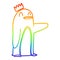 A creative rainbow gradient line drawing cartoon emperor penguin