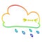 A creative rainbow gradient line drawing cartoon expressive weather cloud