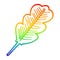 A creative rainbow gradient line drawing cartoon fallen leaf