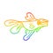 A creative rainbow gradient line drawing cartoon fighting fish