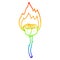 A creative rainbow gradient line drawing cartoon flaming rose