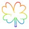 A creative rainbow gradient line drawing cartoon four leaf clover