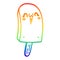 A creative rainbow gradient line drawing cartoon frozen ice lolly