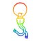 A creative rainbow gradient line drawing cartoon glowing light bulb