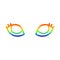 A creative rainbow gradient line drawing cartoon grey eyes
