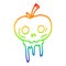 A creative rainbow gradient line drawing cartoon halloween apple