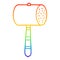 A creative rainbow gradient line drawing cartoon hammer