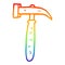 A creative rainbow gradient line drawing cartoon hammer