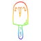 A creative rainbow gradient line drawing cartoon happy ice lolly