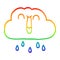 A creative rainbow gradient line drawing cartoon happy rain cloud